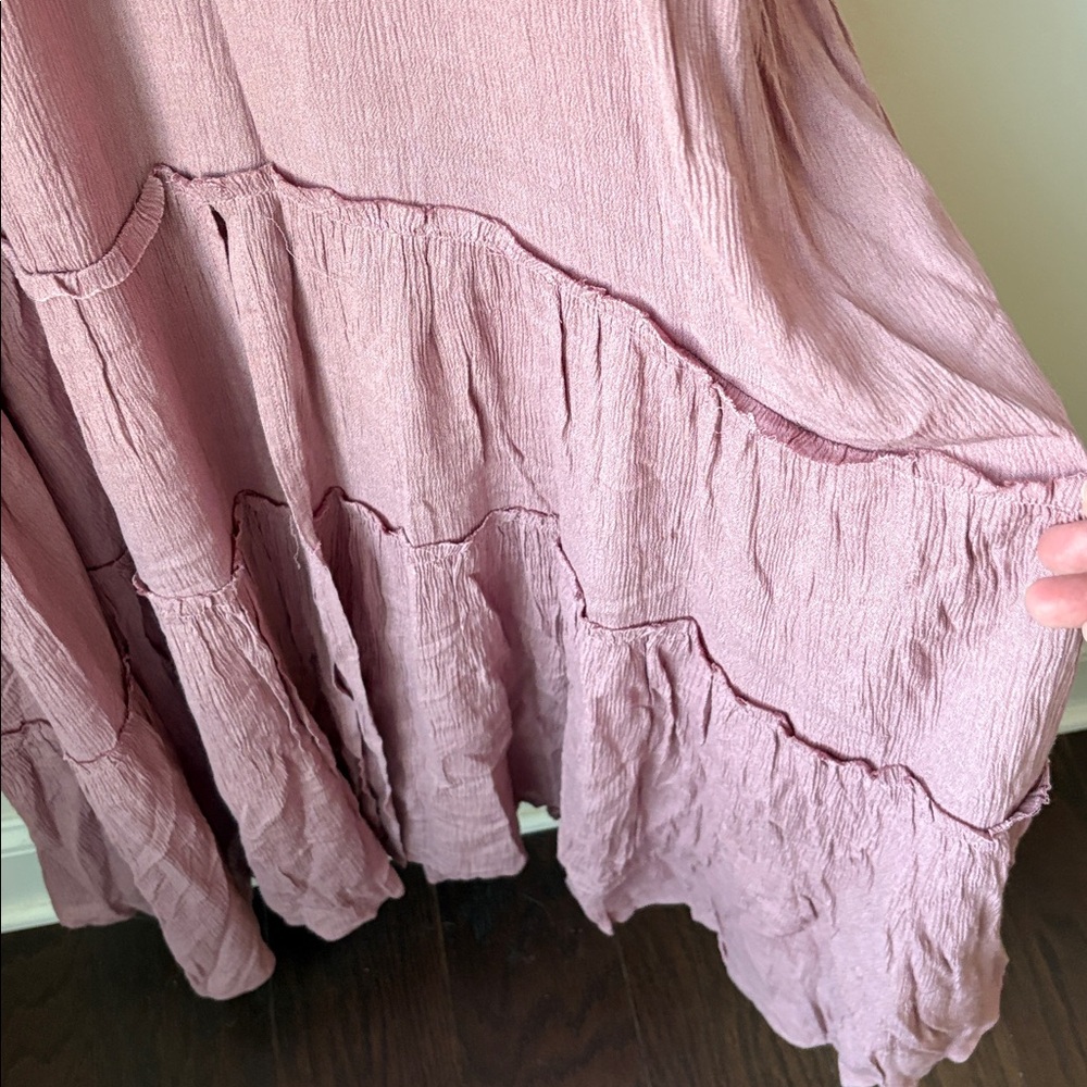 Wishlist Crochet Top Tiered Maxi Dress in Dusty Rose Adjustable Feminine Size L - Picture 7 of 11